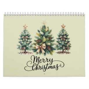Calendario Árbol de Navidad Alegre Leopardo Coquette Lazo Nav