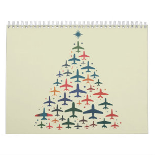 Calendario Árbol de Navidad de Avión Piloto Retro Volando Vue