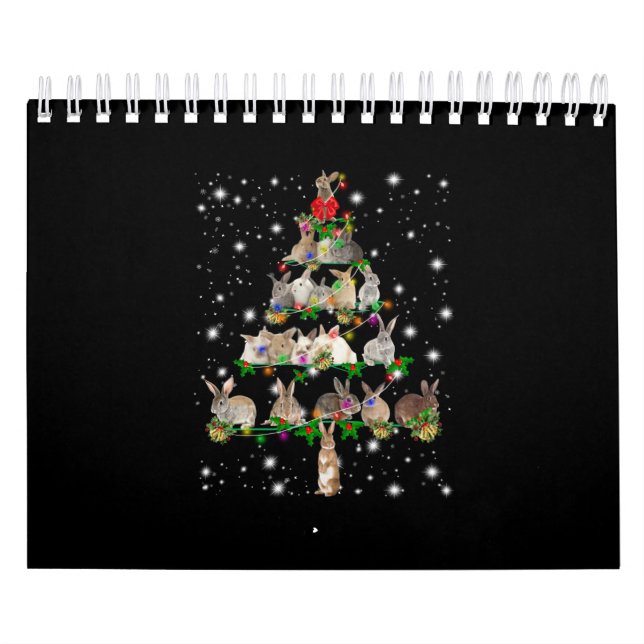 Calendario Árbol De Navidad De Conejo Cubierto De Lámparas (Tapa)