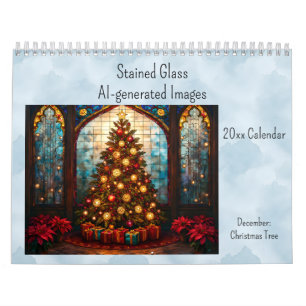 Calendario Árbol de Navidad de estilo vidrio emplomado para d