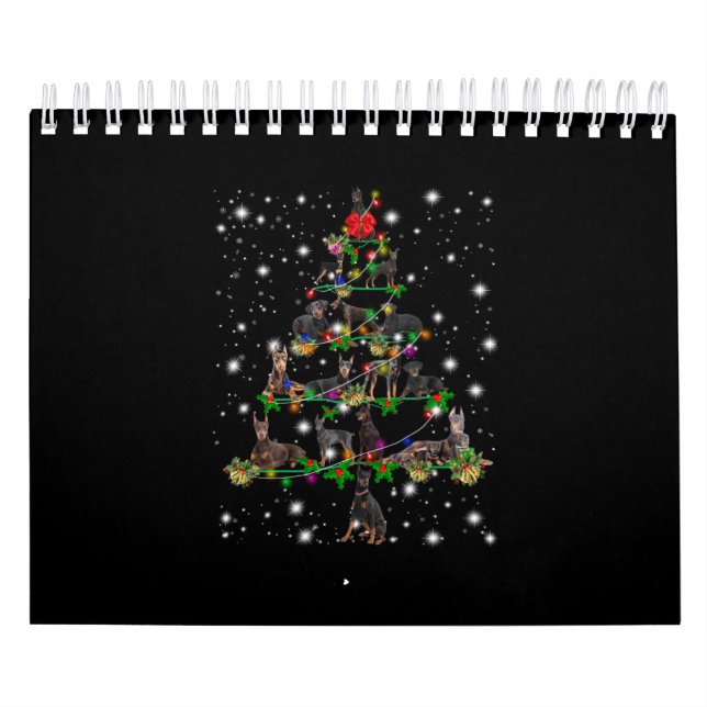 Calendario Árbol de Navidad Doberman cubierto por linterna (Tapa)
