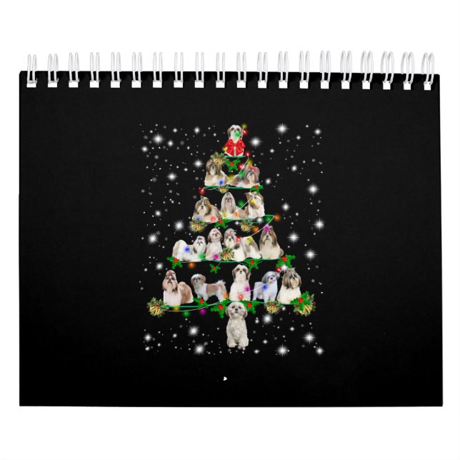 Calendario Árbol de Navidad Shih Tzu Cubierto De Fashlight (Tapa)