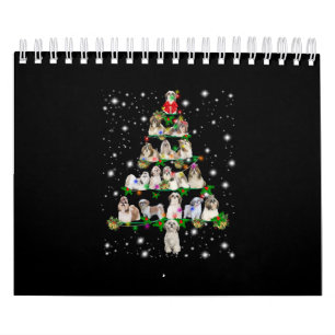 Calendario Árbol de Navidad Shih Tzu Cubierto De Fashlight