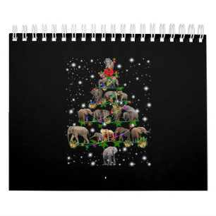 Calendario Árbol elefante de Navidad cubierto por linterna