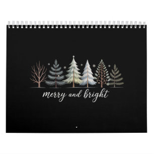 Calendario Árboles alegres y brillantes Navidad Vacaciones In