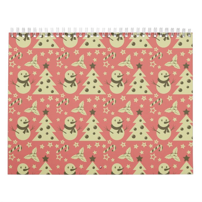 Calendario Árboles de Navidad retro estrella de berry caramel (Tapa)