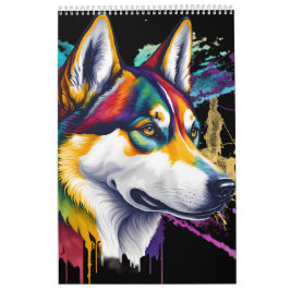 Calendario Arcoiris Siberian Husky Watercolor