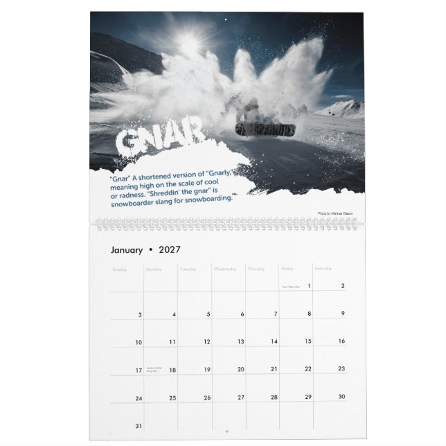 Calendario Argot del Snowboarder (Jan 2027)