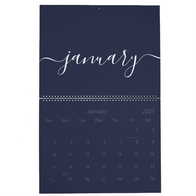 Calendario Armada y blanco Minimalista 2025 (Jan 2027)
