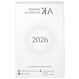 Calendario Arquitecto minimalista moderno B&W 2026