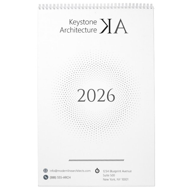 Calendario Arquitecto minimalista moderno B&W 2026 (Tapa)