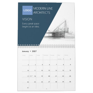 Calendario Arquitecto moderno Marina y Plano minimalista blan