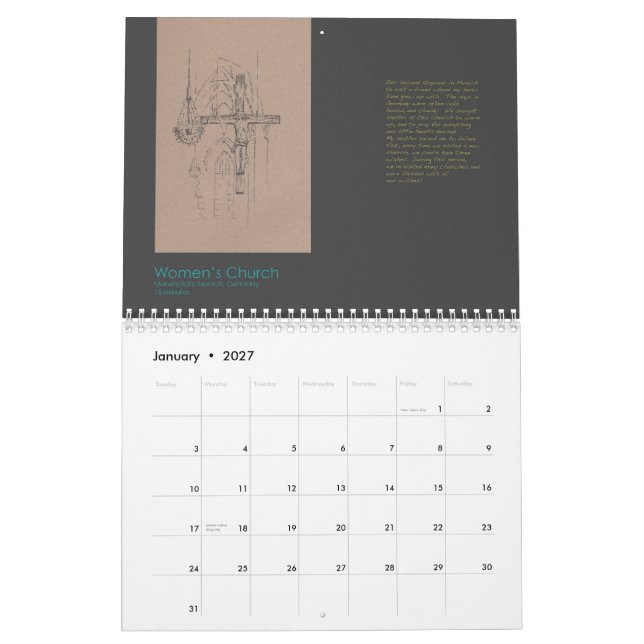 Calendario arquitectónico 2012 de los bosquejos (Jan 2027)