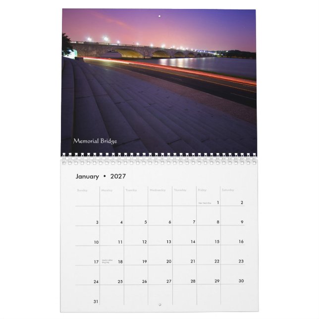 Calendario Arquitectura del Washington DC (Jan 2027)