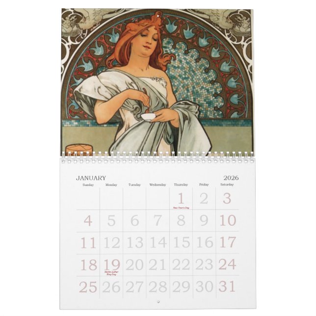 Calendario Art Nouveau (Jan 2026)