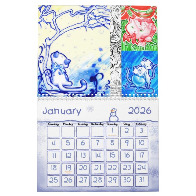 Calendario Arte 1012 del gatito (Jan 2026)