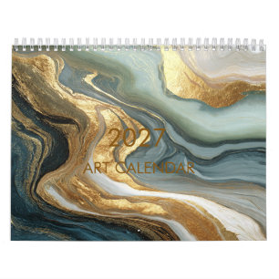 Calendario Arte abstracto 3D de mármol dorado de lujo Cañón