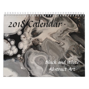 Calendario Arte abstracto fluido en blanco y negro