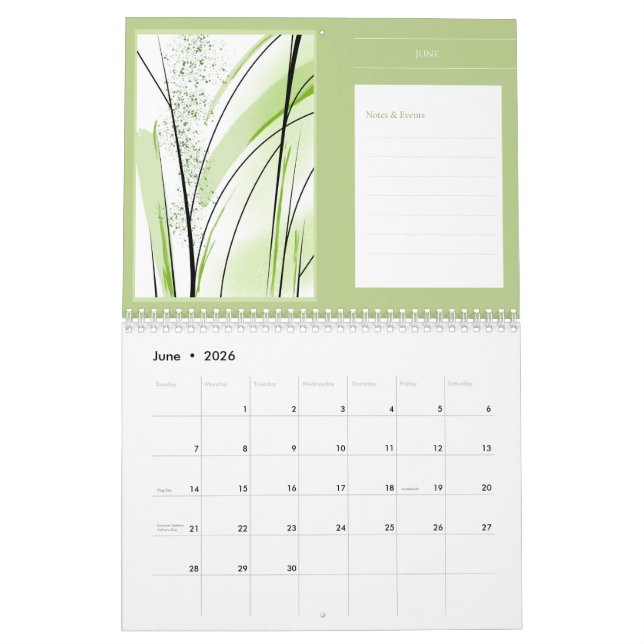 Calendario Arte Abstracto Moderno Notas Planear ilustración (Jun 2026)