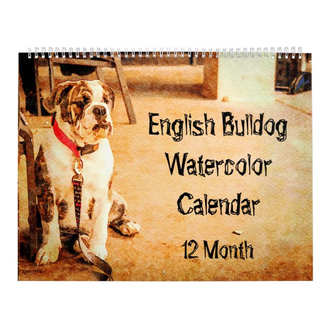 Calendario Arte británico de 12 del mes bulldoges del bulldog (Tapa)