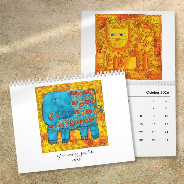 Calendario Arte de acuarela de animales con patrones (Patterned Animals Watercolour Art Calendar)
