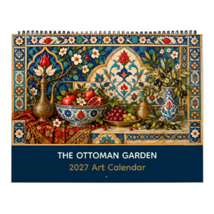 Calendario Arte de azulejos turcos de granada y olivo de jard
