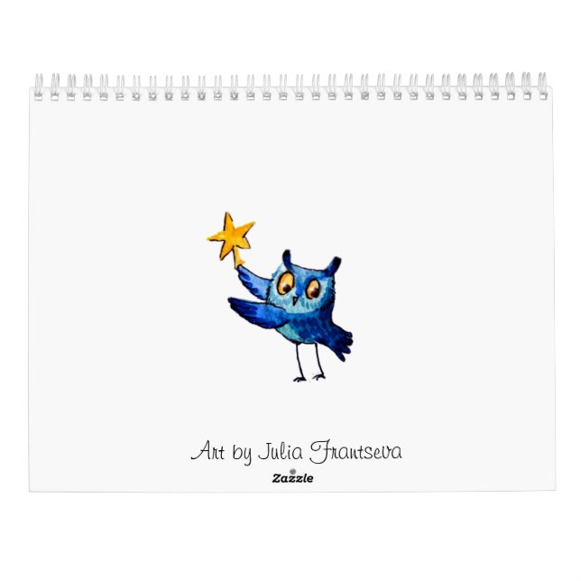 Calendario Arte de búhos cutos (Reverso)