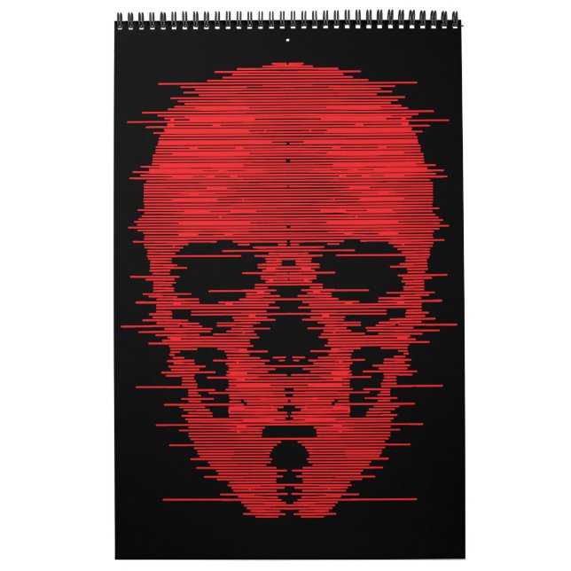 Calendario Arte de calavera roja con fallas (Tapa)