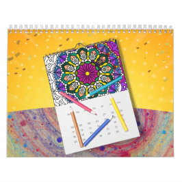 Calendario Arte de contorno de mandala para colorear DIY
