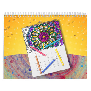 Calendario Arte de contorno de mandala para colorear DIY