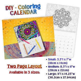 Calendario Arte de contorno de mandala para colorear DIY 