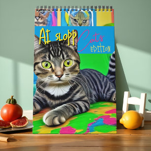 Calendario Arte de gato loco feo y surrealista generado por I