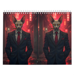 Calendario Arte de humor de gato Sphynx   Diseño de cita flex