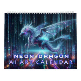 Calendario Arte de IA de Dragón Neon