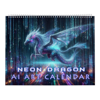 Calendario Arte de IA de Dragón Neon