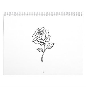 Calendario Arte de línea de rosa minimalista Floral elegante 