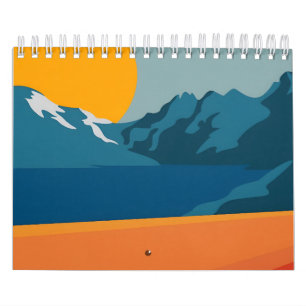 Calendario Arte de montaña de inspiración retro - Escenario r