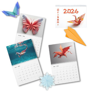 Calendario Arte de Origami Moderno 2026 Foto Personalizada 