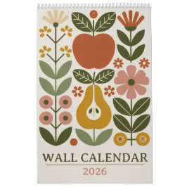Calendario Arte de Pared Floral Moderno de Medianos del Siglo