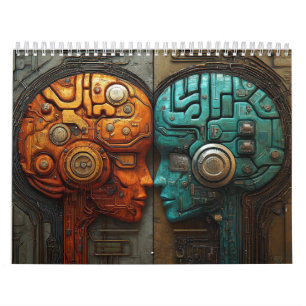 Calendario Arte de Pareja de Androide Ciberpunk Biomecánico
