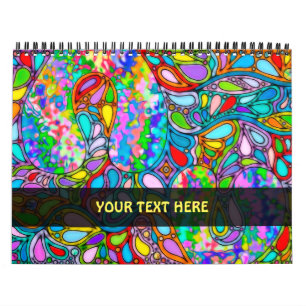 Calendario Arte de patrón pintado a mano y digitalmente 54