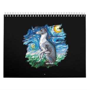 Calendario Arte de perros estelar nocturno con marioneta Grey