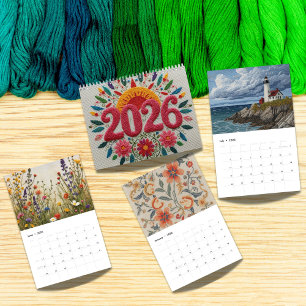 Calendario Arte de punto de cruz moderno 2026   Estética 