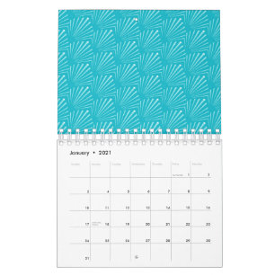 Calendario Arte de Silueta de Concha de Mar Azul Pastel con L