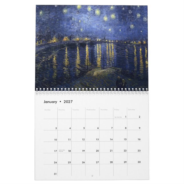 Calendario Arte de Van Gogh (Jan 2027)