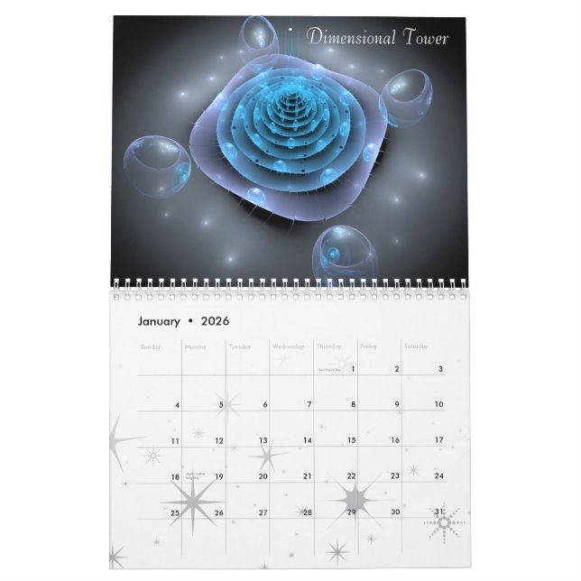 Calendario Arte del fractal de Rebecca Poole (Jan 2026)