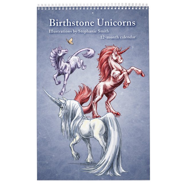 Calendario Arte fantástico de Birthstone Unicornios (Tapa)