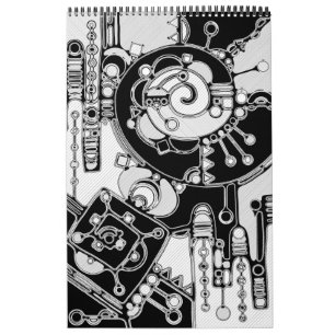 Calendario Arte Geométrico Blanco Y Negro 4