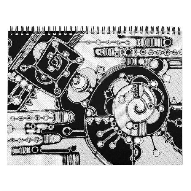 Calendario Arte Geométrico Blanco Y Negro 4 (Tapa)