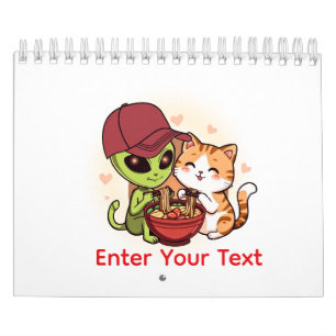 Calendario Arte Kawaii de Ramen de Gato Alien Cute